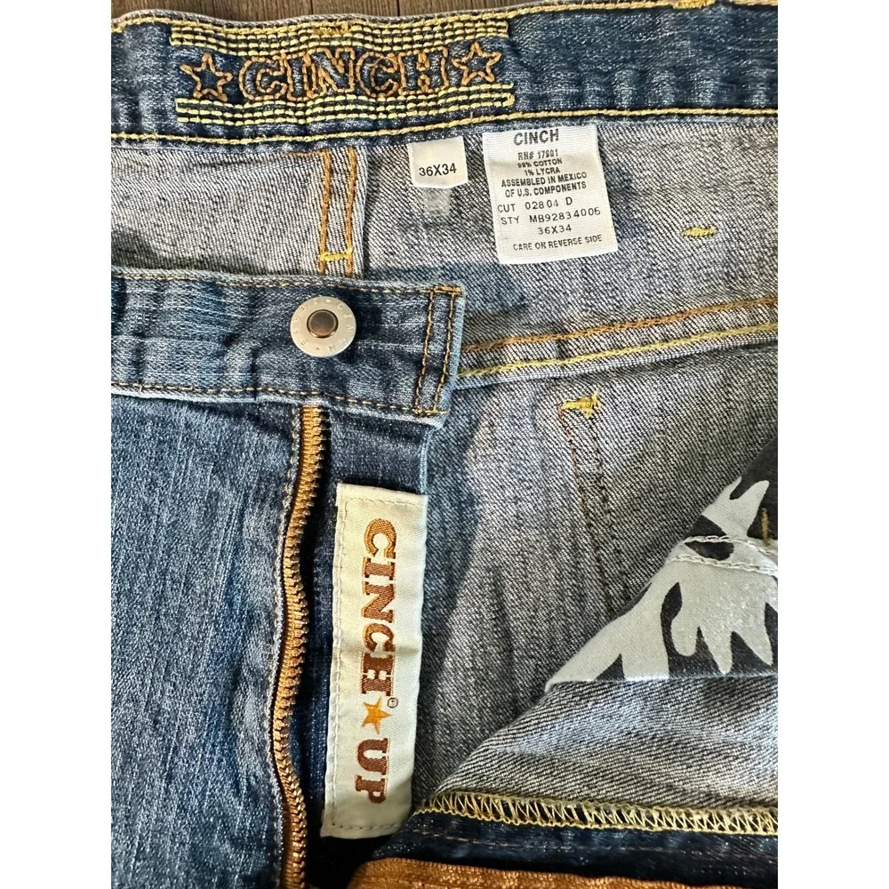 Cinch White Label Jeans Mens 36x34 Blue Relaxed Straight Western Cowboy MB92834